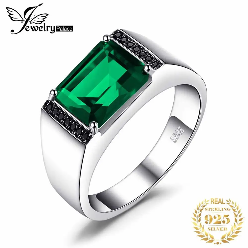 Jewelrypalace создан нано русский изумруд натуральный черный Шпинель мужское кольцо 925