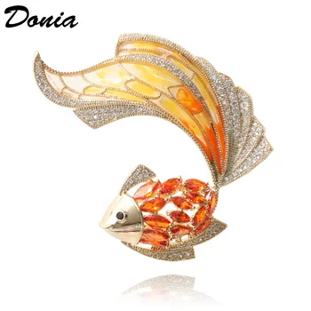 

Donia jewelry Fashion cute red transparent carp brooch men and women with the same paragraph marine life pin AAA zircon brooch