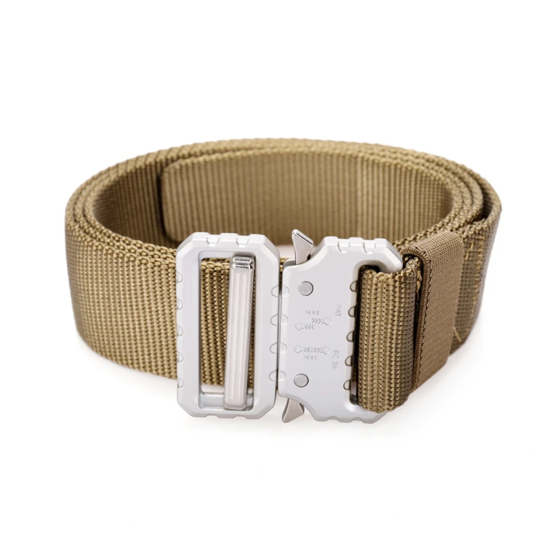 Khaki belt Нейлоновый тактический ремень Военная металлическая Автоматическая Пряжка Регулируемая длина Быстросохнущий роскошный армейский ремень аксессуары - Цвет: Khaki belt