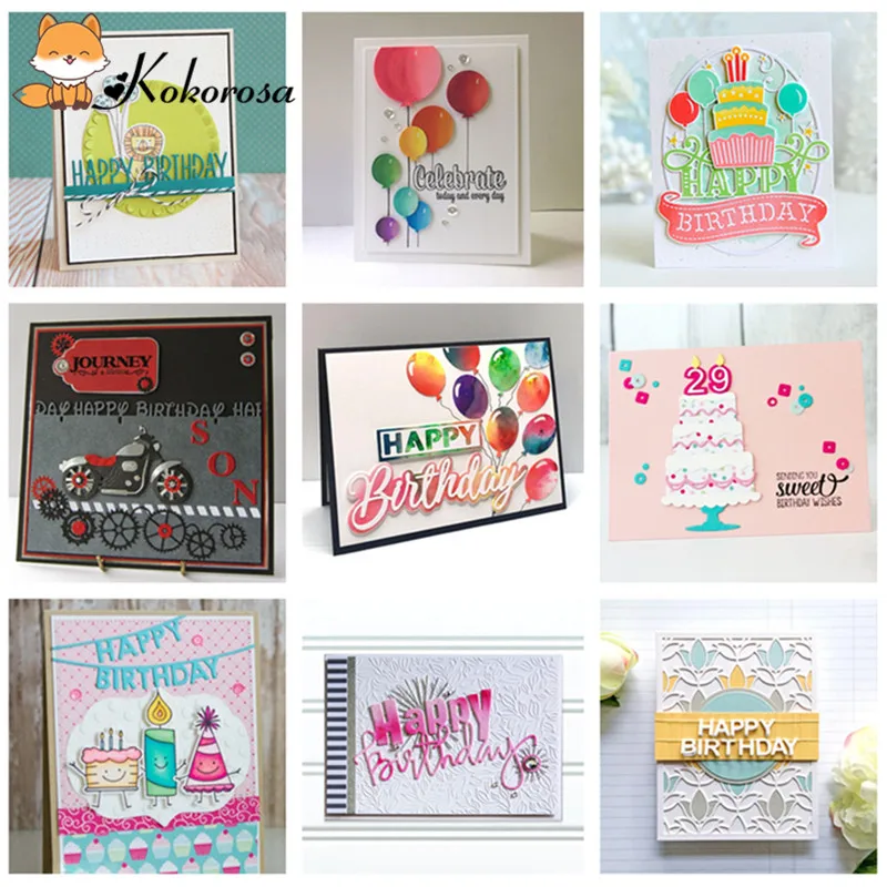 

Kokorosa Letter Metal Cutting Dies Scrapbooking Happy Birthday Set Craft Dies Album Decor Embossing DIY Paper New Dies for 2019