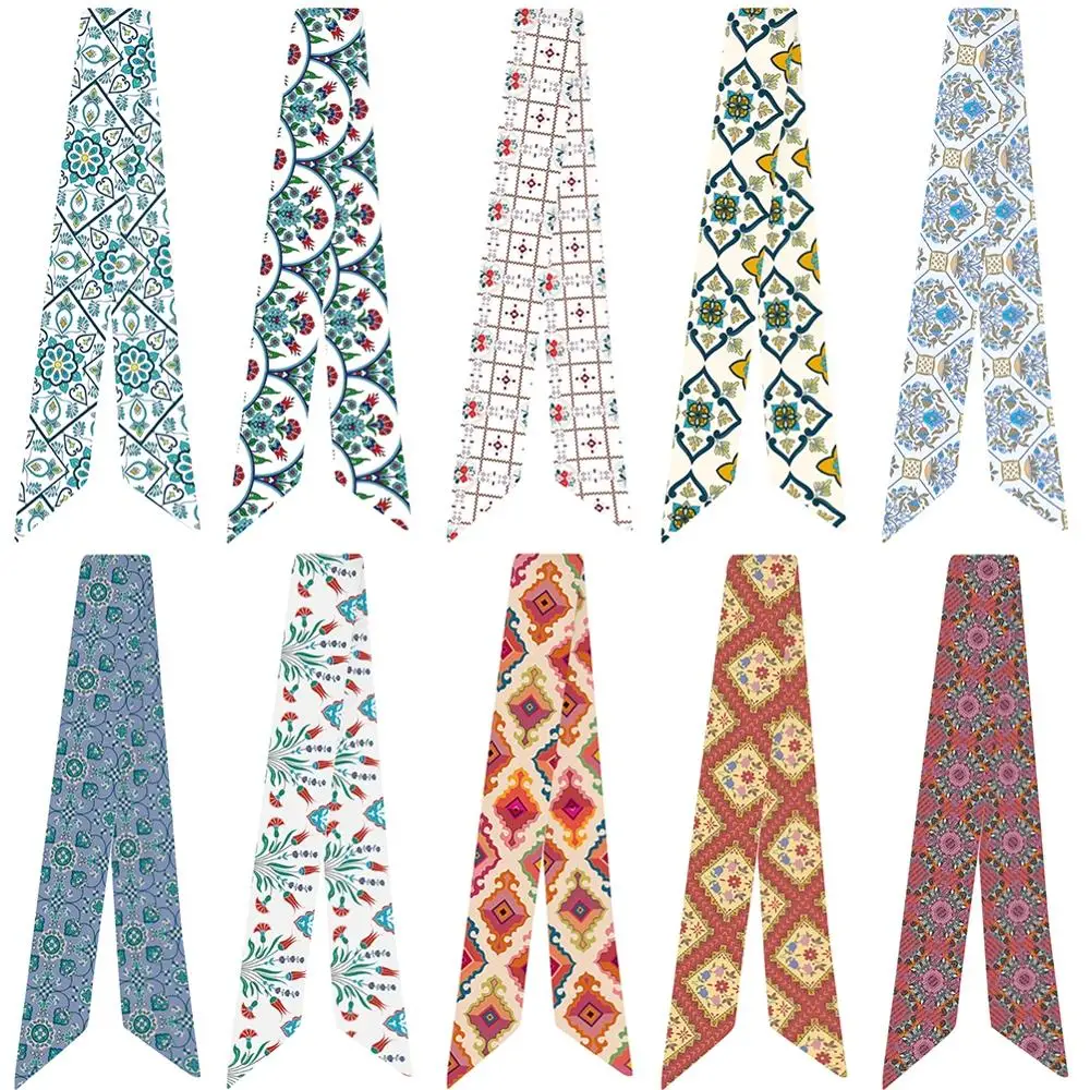 

New Ethnic pattern printing Variety bag handle tie wrap silk scarf Women Fashion small scarf
