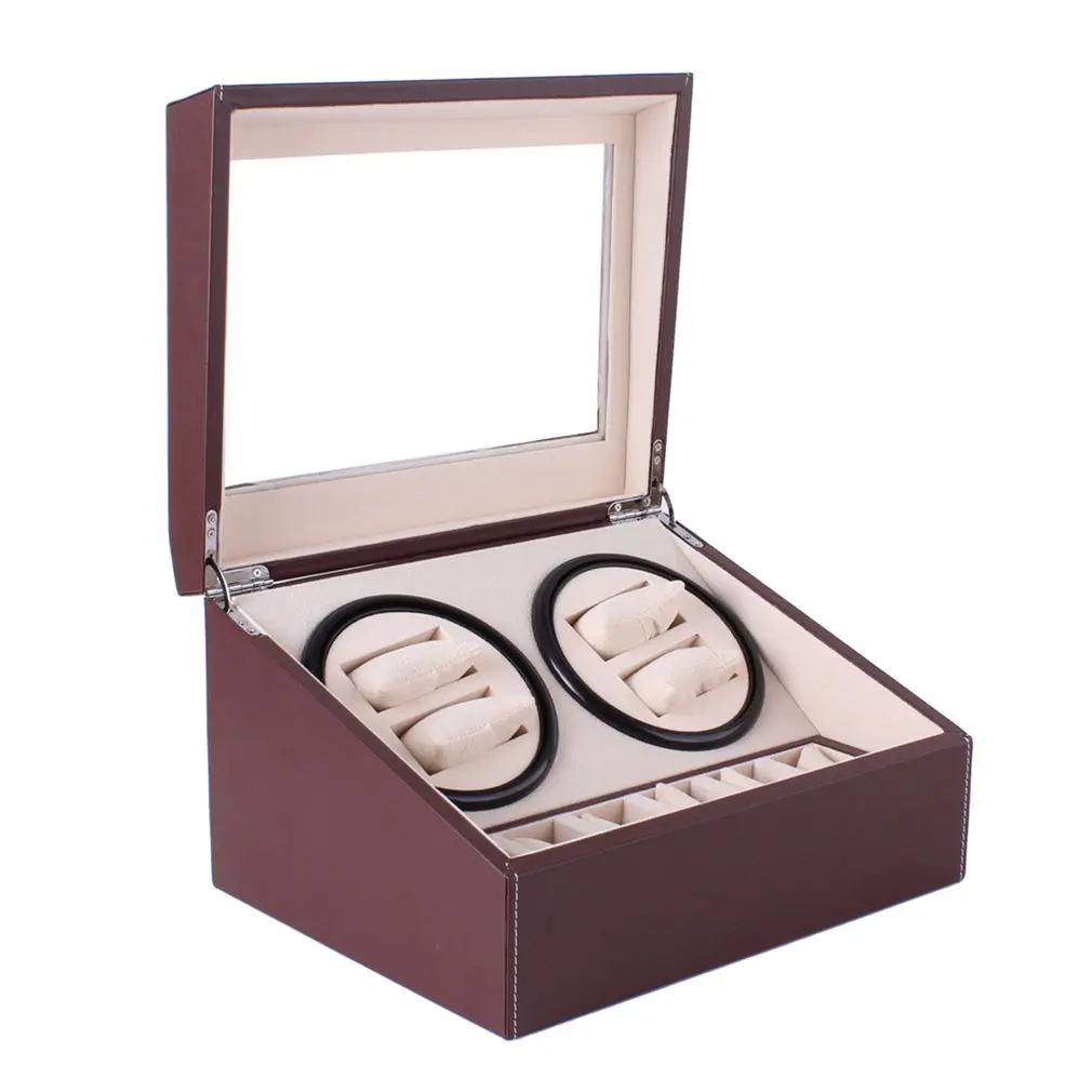 

6+4 Automatic watch winder Box PU Leather Watch Winding Winder Storage watch Box Collection Display Double Head silent Motor box