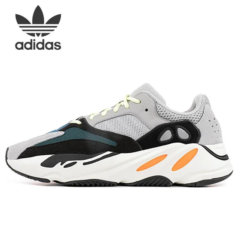 Оригинальные кроссовки для бега Adidas Yeezy 700 с волнистыми волнами однотонные серые