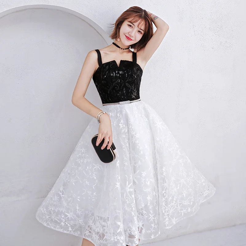 Элегантные платья для выпускного вечера, сексуальные черные платья с вырезом лодочкой, трапециевидные Вечерние платья на тонких бретелях ES30389 Gala Jurken Dames
