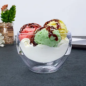 

25pcs High quality double layer round transparent ice cream cup creative birthday party dessert pudding fruit diy plastic cups