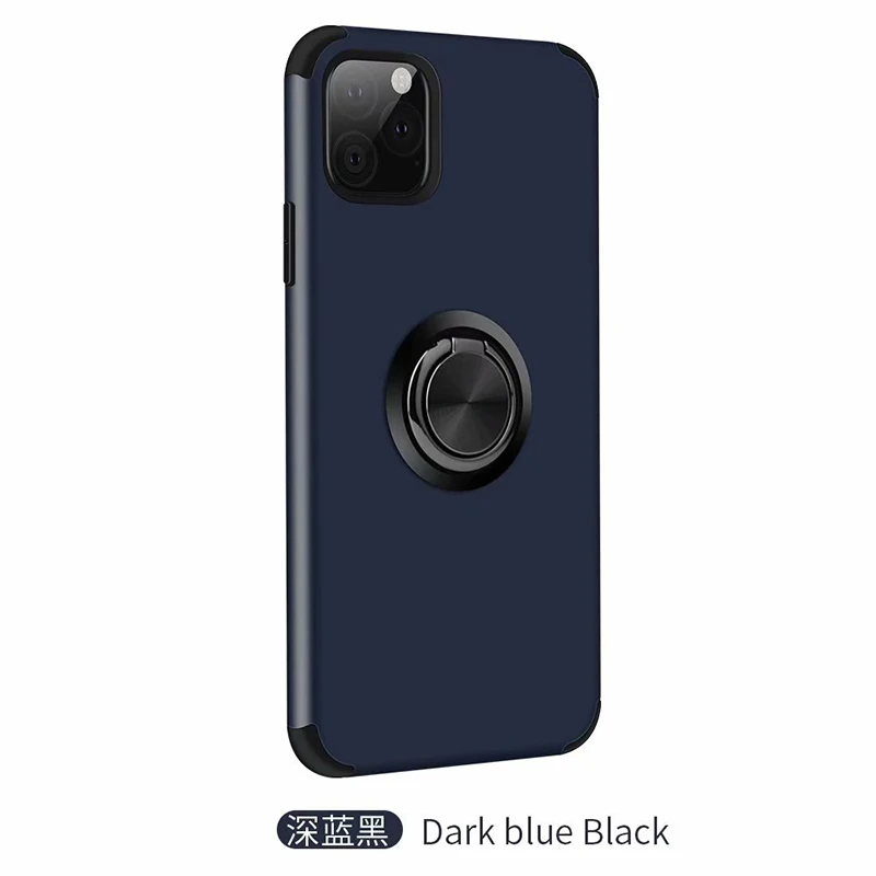 Для iphone 11 pro max чехол, роскошное крутое кольцо с подставкой, анти-осенний чехол для iphone 6 6S 7 8 Plus X XR XS Max чехол для телефона - Color: Dark blue black