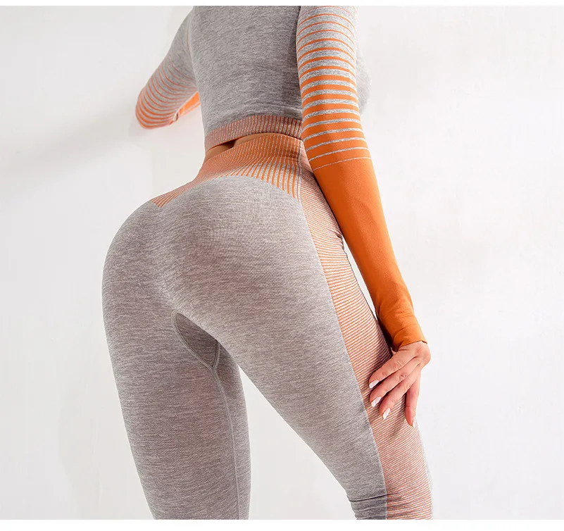 Wmuncc Energy Seamless Gym Leggings Women High Waist Tummy Control Yoga Pant for Squat Not See Through Gradient Color Print