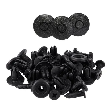 

20 Pcs Car Bumper Fender 7mm Hole Black Plastic Rivets & 10X Interior Plastic Rivet Fastener Clip Trim Panels 8mm Push