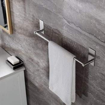 

Self Adhesive 16-Inch Bathroom Towel Bar Brushed Stainless Steel Bath Wall Shelf Rack Hanging Towel Stick on Sticky Hanger Conte