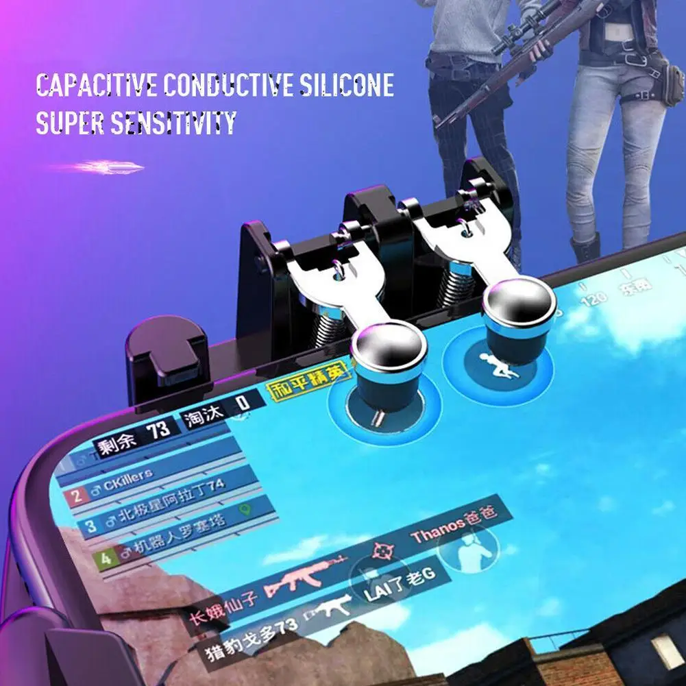  New Six Finger PUBG Game Controller Gamepad Trigger Cooling Android Fan Phone Joystick For IOS Free
