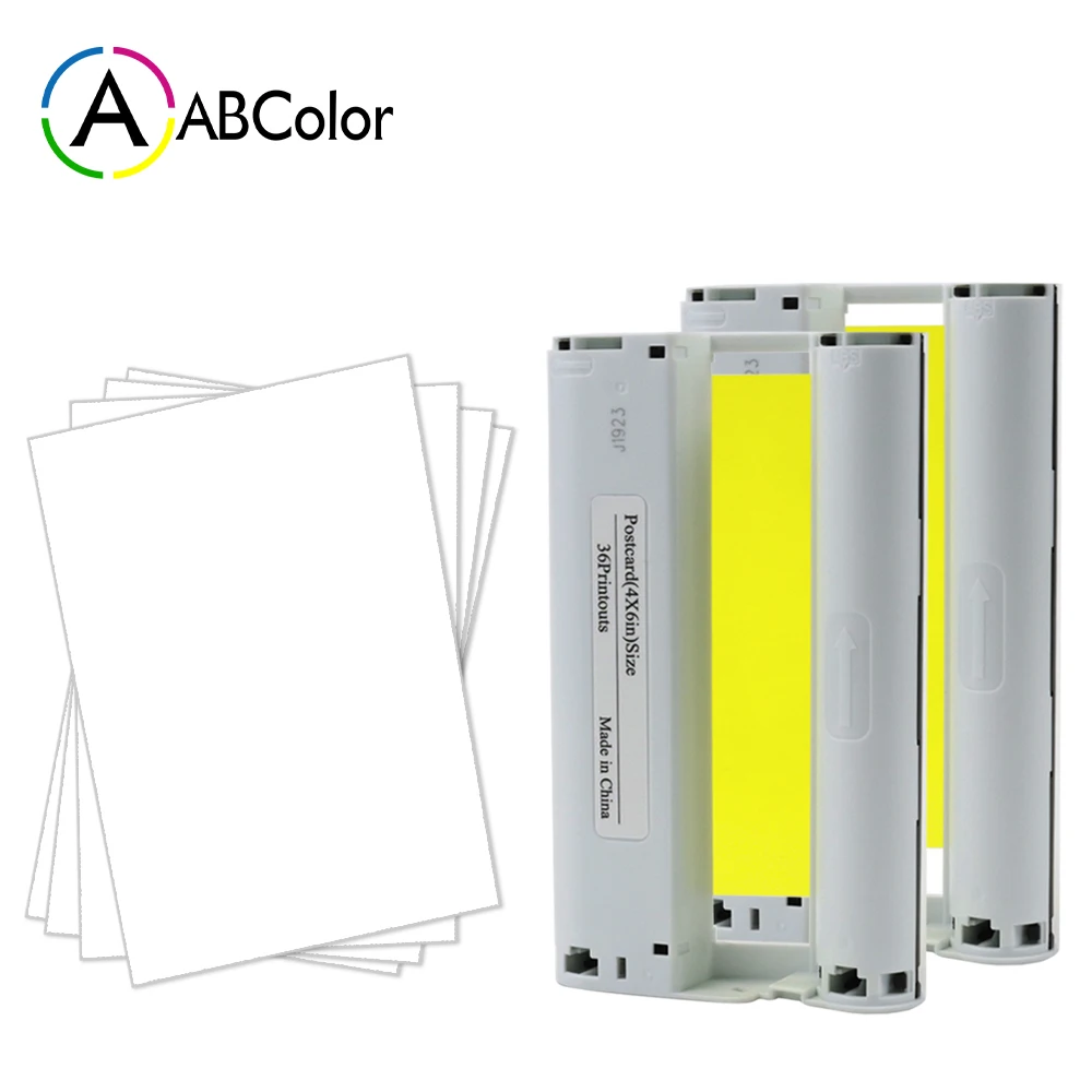 

A ABCOLOR 2Pcs 6 inch Ink Cartridge 72 sheets Photo Paper Compatible For Canon Selphy CP1300 CP1200 CP910 CP900 Photo Printer