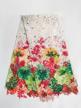 

New arrival african lace fabrics high quality cord lace guipure lace fabric for party dress.Nigerian beaded lace fabric R1662