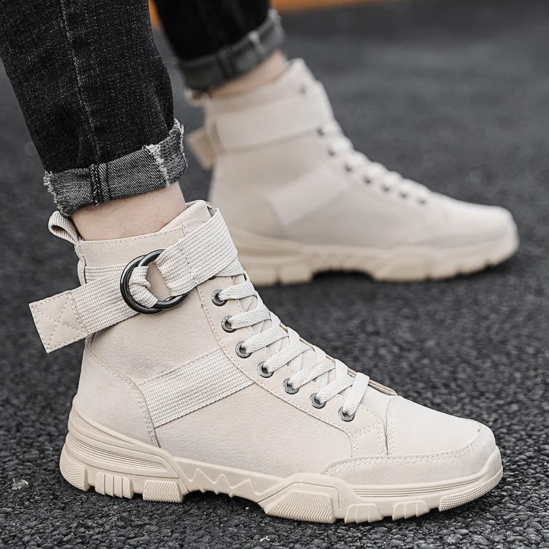 

Autumn & Winter Shoe Men Trendy Shoes Korean-style Versatile Casual Martin Boots Workwear Shoes Hight-top Shoes