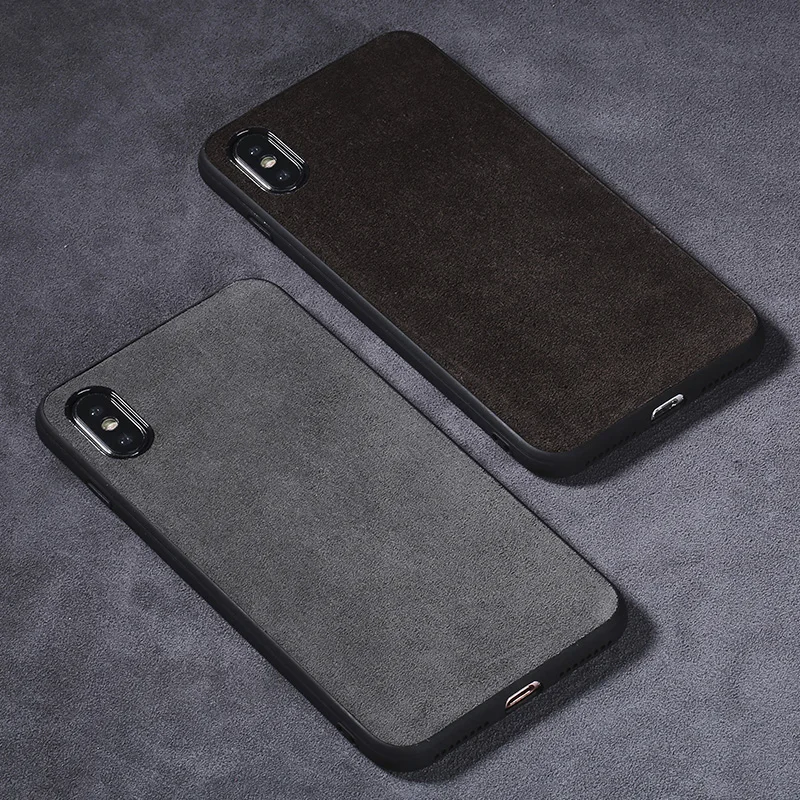 

Phone Cases For IPhone X Xs Max Xr 6 6S 7 8 Plus 7p 8p Case Suede Leather Soft TPU Silicone Back Cover Capa Stand Wear And Tear