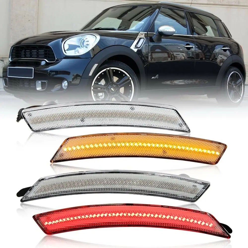 

4PCS LED Side Marker Lamps For Mini cooper r55 r56 r57 r58 r59 r60 r61 front Amber rear Red Turn Signal Light parking light