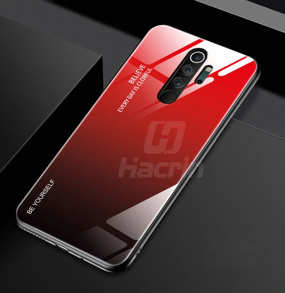 Для Xiaomi Redmi Note 8 Pro Чехол с градиентным закаленным стеклом противоударный чехол-бампер для телефона для Redmi Note 8 Note8 Pro Чехол