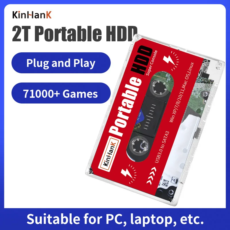 Портативный жесткий диск 2T 71000 + игровой подключи и играй для PS/PS3/WII/WIIU/SS/PS1/N64/DC