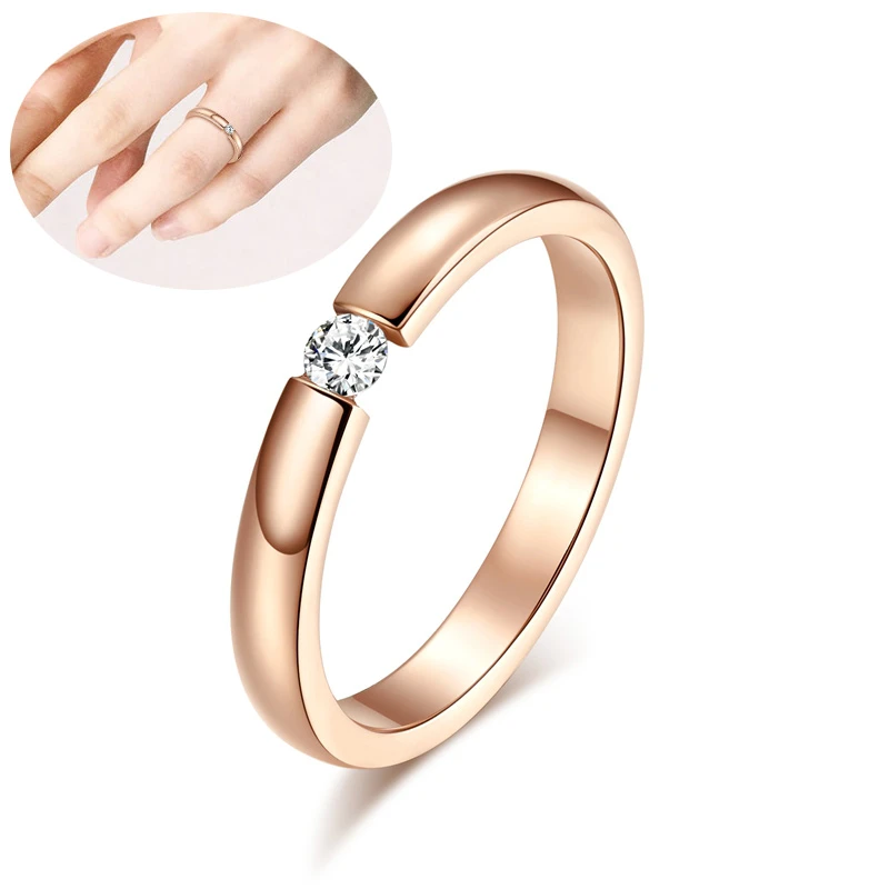 Anillo de compromiso de acero inoxidable para mujer, sortija de compromiso Color dorado y regalo para chica, talla estadounidense 5, 6, 7, 8, 9, 10|wedding rings|ring weddingstainless steel - AliExpress
