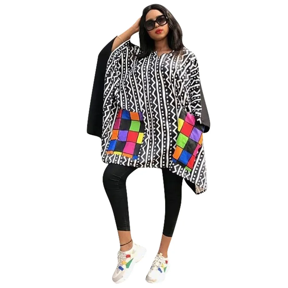 

2019 Fall Fashion Women African Party Dresses Bat Sleeve Packets Loose Dress Women Dashiki Style Fashion Dresses