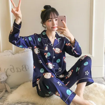 Pattern 15 HaloSweet Slik, женская пижама с единорогом, штаны для женщин, пижама для женщин, домашний костюм, Kawaii, Женский комплект из двух предметов, сатин размера плюс - Цвет: Pattern 15
