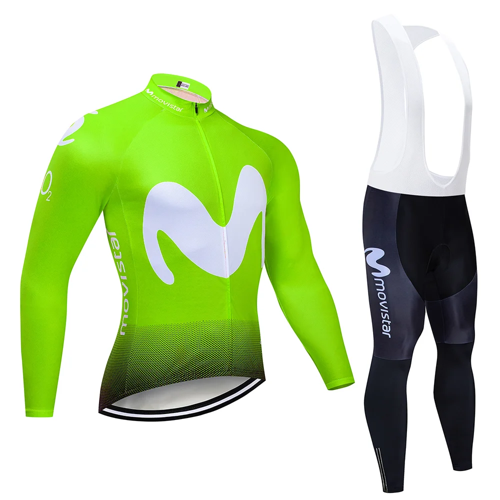 Movistar Team long sleeve Cycling jersey Set bib pants ropa ciclismo bike clothes MTB bike jersey Uniform Men clothes - Цвет: Long Cycling set