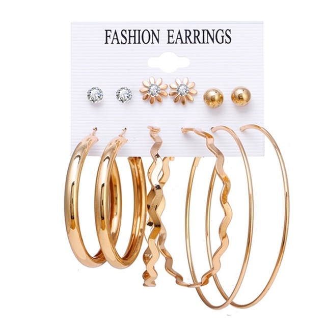 Fashion Women's Earrings Set Pearl Hoop Earrings For Women 2021 Bohemian Geometric Big Circle Gold Star Heart Earring Jewelry