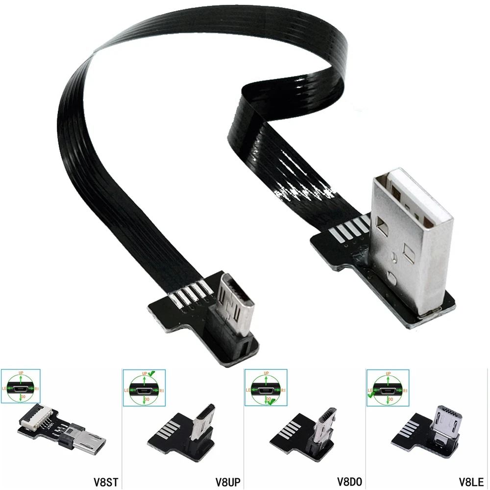 

FPC 1M Супер Плоский Гибкий вверх и вниз, левый и правый угловой 90 градусов USB Micro USB штекер-USB штекер кабель для зарядки данных