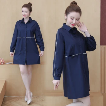 

COIGARSAM 5XL Plus Size Fashion Shirt Womens tops Spring Women shirts Blue 9108