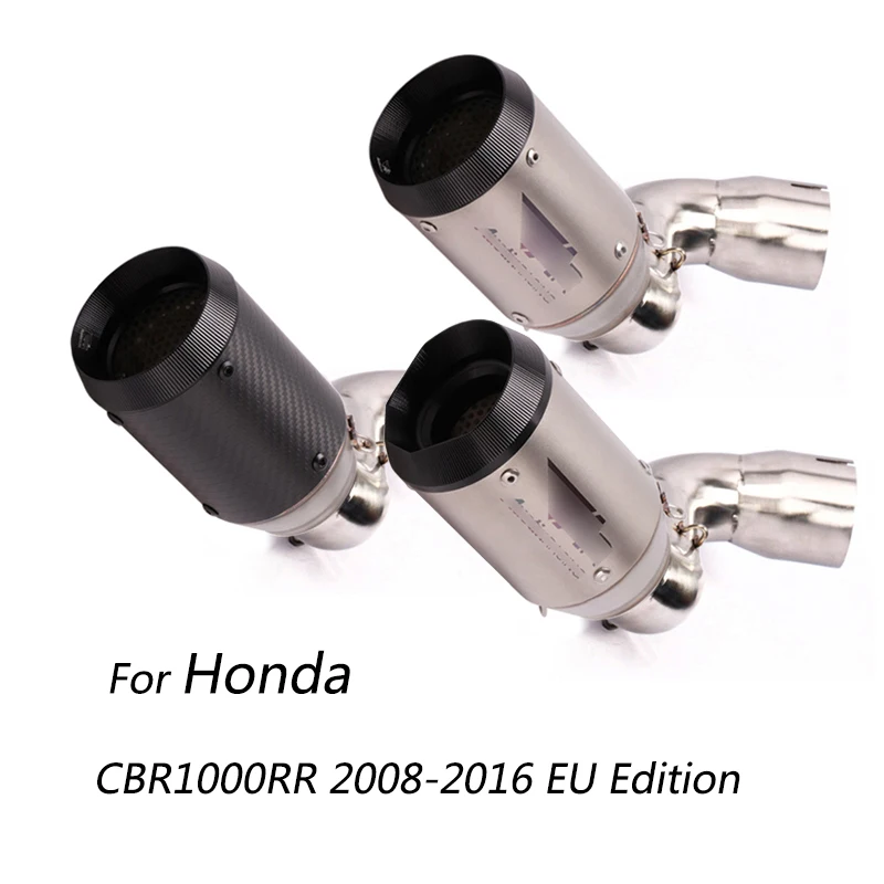 

Exhaust Set for 2008-2016 Honda CBR1000RR EU Edition Motorcycle 51/60 mm Mid Slip On 51 mm Exhaust Pipe No Db Killer Escape