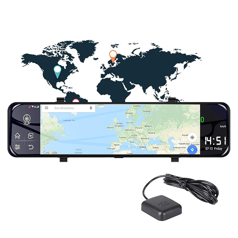 Автомобильный видеорегистратор на зеркало заднего вида 12 дюймов Android 8 1 4G Wi Fi GPS с