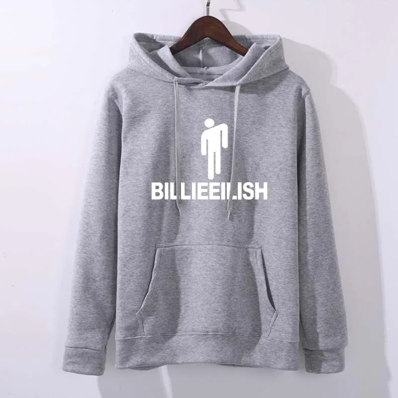 Billie Eilish толстовки с принтом, Женская/мужская толстовка с капюшоном и длинным рукавом,, повседневные трендовые уличные толстовки - Цвет: Light grey6
