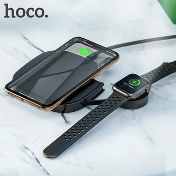 

HOCO 2in1 Qi Wireless Charger Pad for iPhone 8 X XS Max XR for Apple Watch 4 3 2 1 10W Fast Wireless charging For Samsung S10 S9