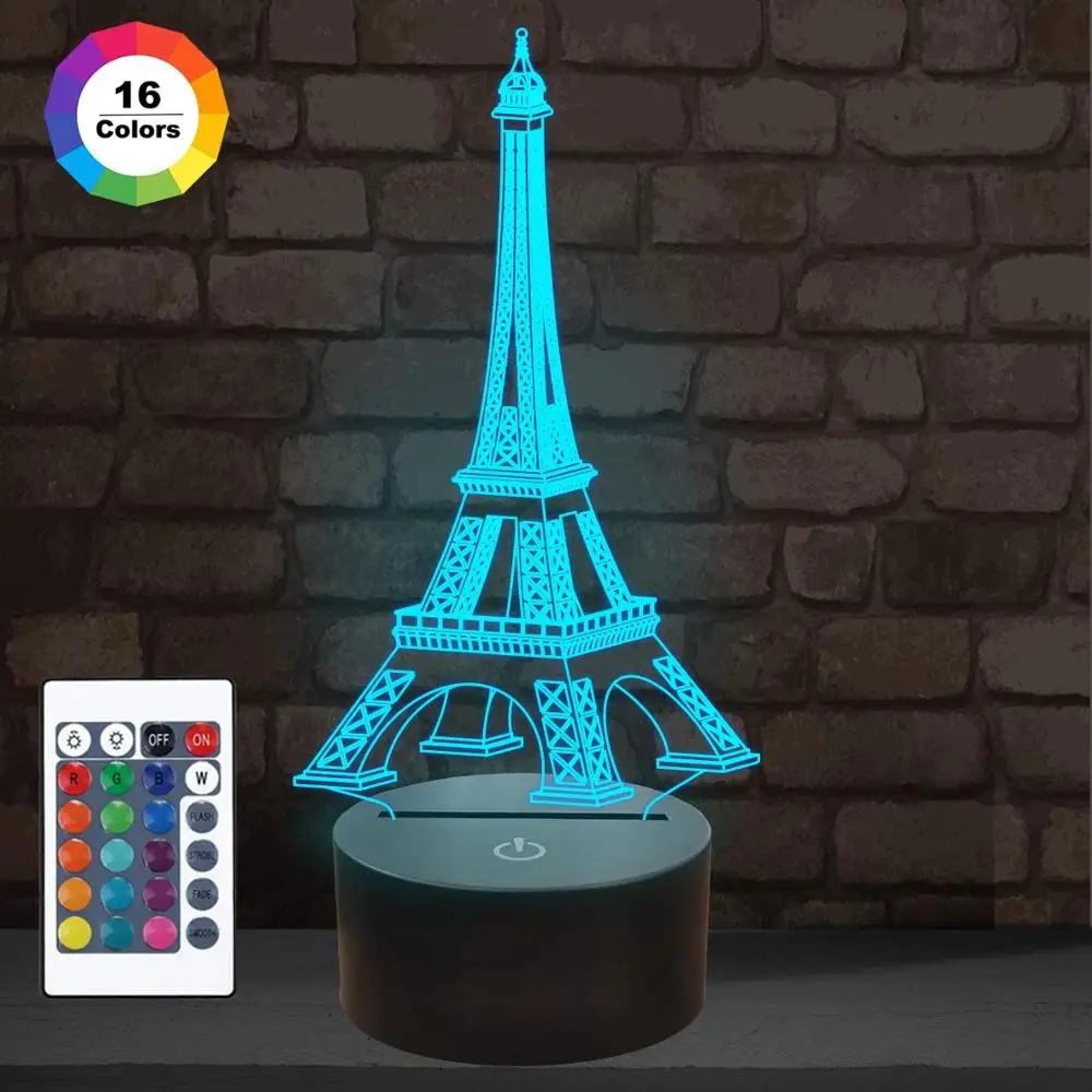 

Touch Nightlight 3D Illusion Lamp Visual LED Lamp with Remote Control 16 Color Changing Fashion Style Acrylic Night Light Gifts