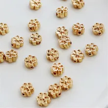 

14K Gold Filled Double-sided six flower through hole 7.5mm with beads loose beads DIY bracelet beads accessories