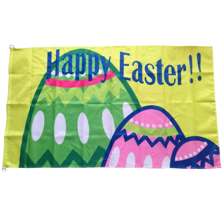 

Happy Easter Eggs Flag Banner Festival Home Decor Custom Flag Banner 3x5ft 90x150cm Polyester