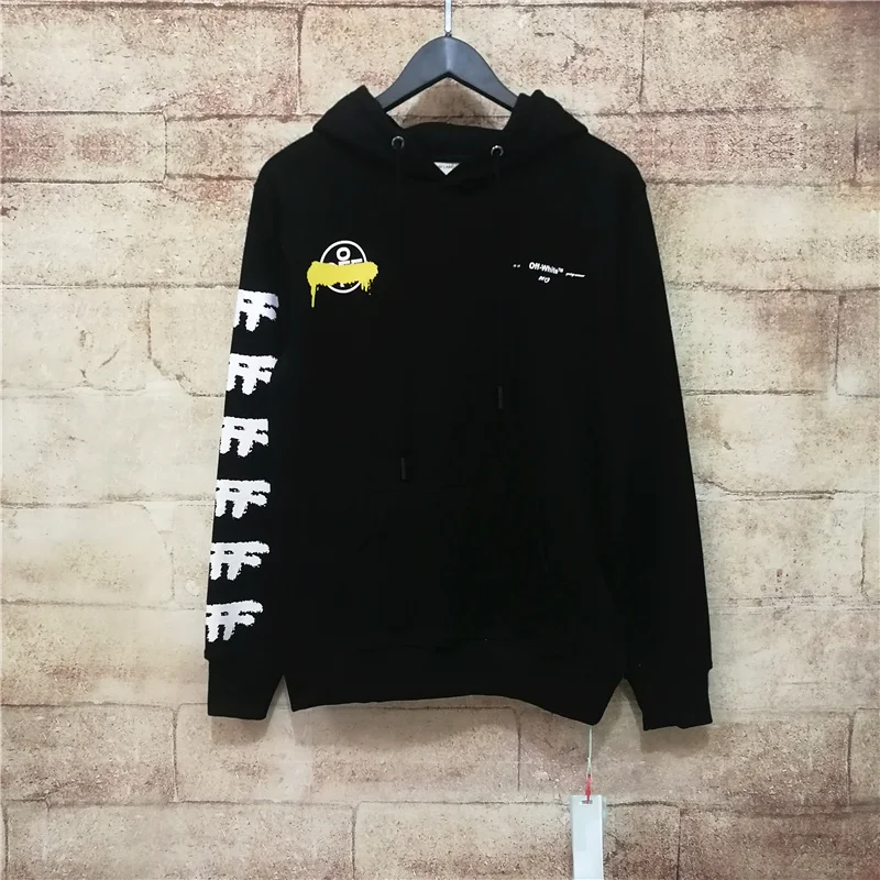 Высокое Качество OFF-WHITE 19SS OW splash ink graffiti cross arrow печать мужская пара толстовка с капюшоном
