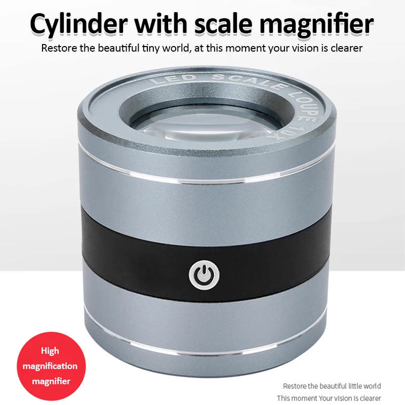 10x Full Metal Hd Magnifying Glass Usb Charging Lens Loupe Magnifier