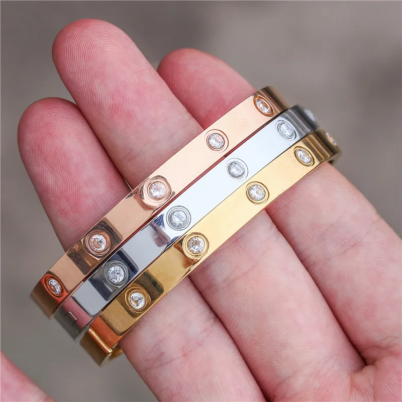 Stainless Steel Cuff Bracelets Bangles For Women Fashion CZ Charm Women Bangle Jewelry Accessories Crystal Bracelet lover Gift 6