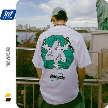 

INFLATION Mens Tshirts RECYCLE Print Fashion 2020 Trending Funny T shirts For Men Short Sleeve Men Streetwear Tee Shirt 1185S20