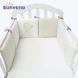 SUNVENO parachoques de dibujos animados para cama de bebé, juego de cama infantil de algodón, cómoda, 6 unids/set
