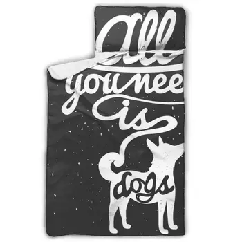 

Dog's Silhouette And Quote Toddler Nap Mat Children's Sleeping Bag with Removable Pillow for Preschool Daycare and Sleepovers