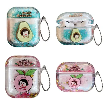 

Sweet Quicksand Fruit Avocado Case For Apple Airpods 1/2/pro 3 Wireless Bluetooth Earphone Case Headphone Protective Cover