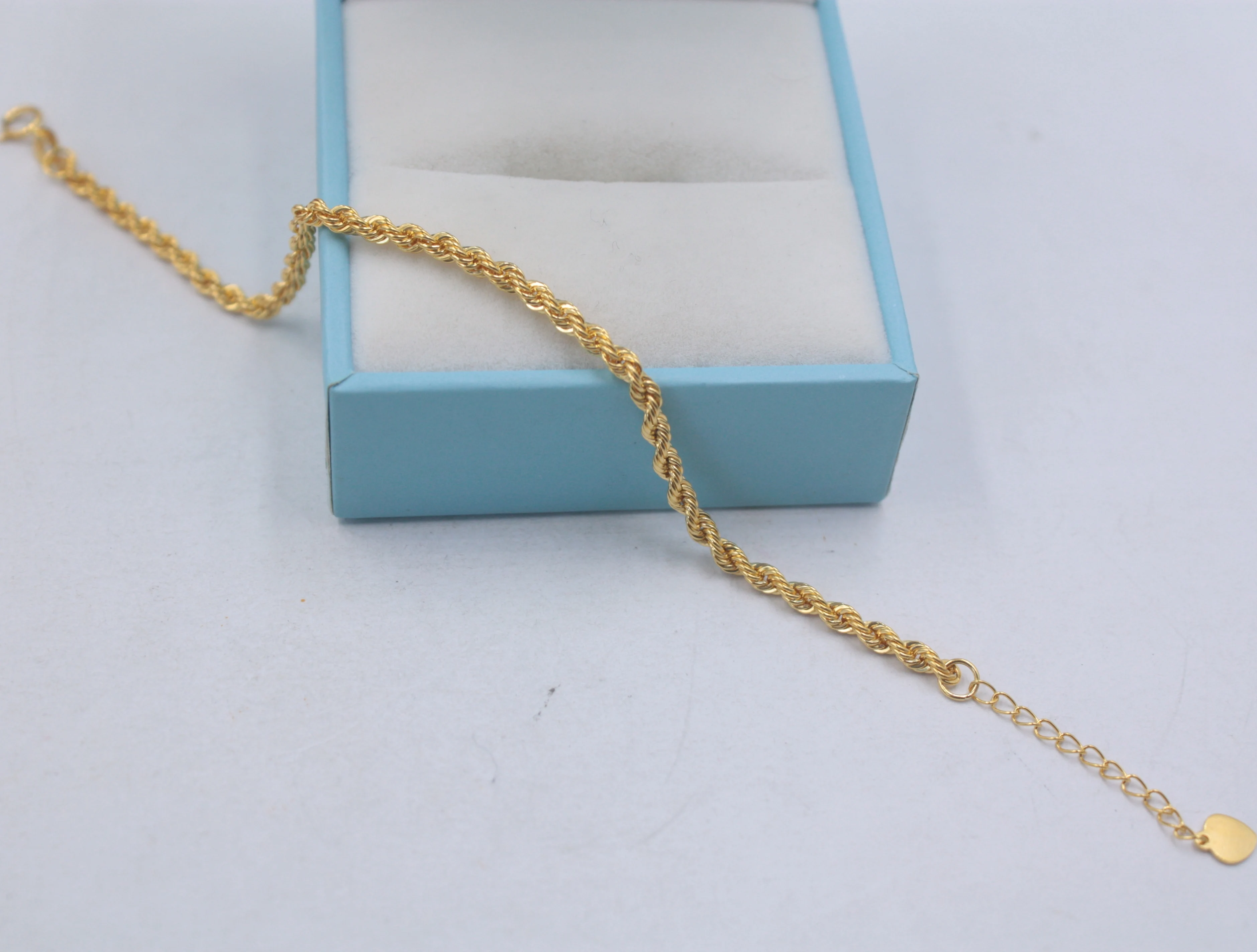 Au750 из 18-ти кратного желтого золота браслет женские Rope Chain, 2 мм Для женщин тонкий канал 6,9 ''L 7,5 ''L