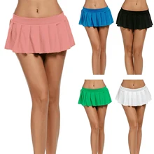 Высокая Женская плиссированная мини-Однотонная юбка, короткие юбки для клуба, костюмы для косплея DSM