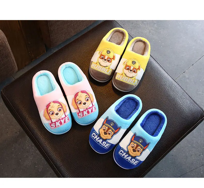 Anime Paw Patrol Kids Boy Girl Cotton Slippers Winter Children's Marshall Plush Slippers Home Indoor Shoes Furry Baby Slippers jeans pant