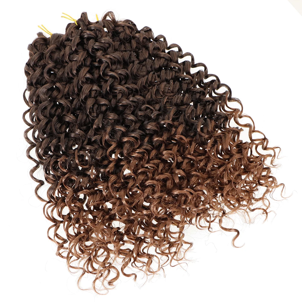 Wavy Strands Crochet Braid Hair10 14 &18inch Synthetic Ombre Wavy Curls Afro Curls Hair For Women Low Tempreture Deep Wave
