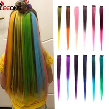 Hair-Extensions Pieces Synthetic-Hair Clip-In Leeons Long Ombre Straight Pure-Color 