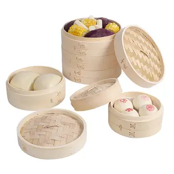 

2 Tier Bamboo Steamer 2 Tier Handmade Durable Stackable Steamer for Vegetables Meat Fish Dumplings Dim Sum