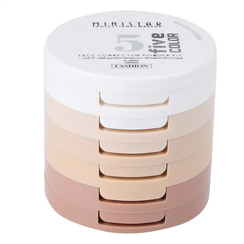 

5 Color Face Powder Contour Palette Professional Lasting Six Layers Powder Foundation Palette Concealer Camouflage Cream Makeup