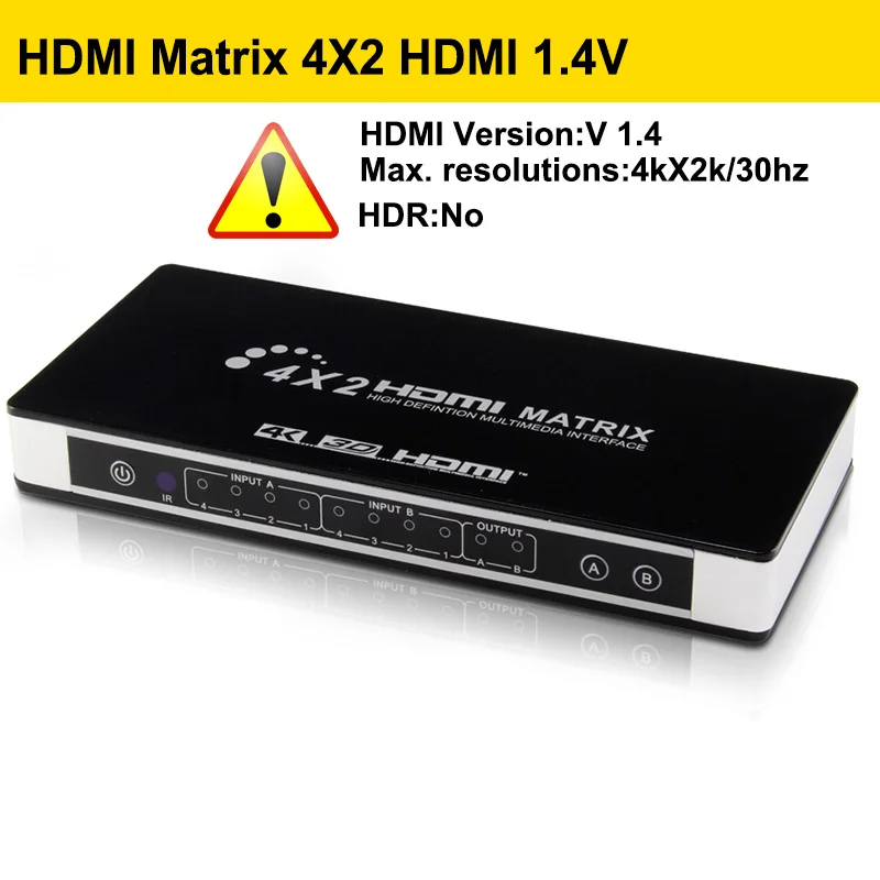 HDMI 2,0 матрица 4X2 4K 60 Гц HDCP 2,2 EDID управление HDMI 2,0 коммутатор матричный распределитель 4 в 2 выход 4 к HDMI 1,4 в - Цвет: HDMI 1.4 4X2 Matrix